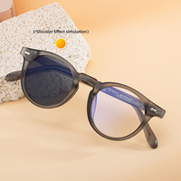 Lunettes de soleil photochromiques anti-lumière bleue UV400 Partagas Retro Designer avec logo personnalisé et branches rondes pour femmes
