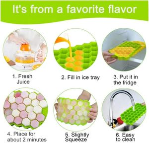 Molde para Cubitos de Hielo de Alta Calidad, 37 Cavidades, Diseño de Panal de Abeja, Bandeja para Cubitos de Hielo Hexagonales con Tapa de Silicona, Libre de BPA - Product Image 2