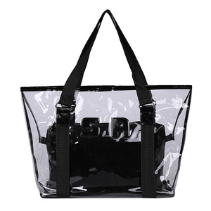 Borsa a Spalla Trasparente in PVC <span class=keywords><strong>Tendenza</strong></span> Moda 2025, Borsa Shopper Monocolore con Tasca Interna con Cerniera e Tote - Product Image 2