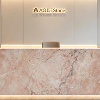Style élégant et frais, texture naturelle rose pâle, grande dalle de marbre naturel, idéale pour les scènes murales romantiques dans la chambre.