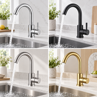 Robinet de lavabo de luxe, eau chaude et froide, rotatif, en acier inoxydable brossé, mitigeur de salle de bain