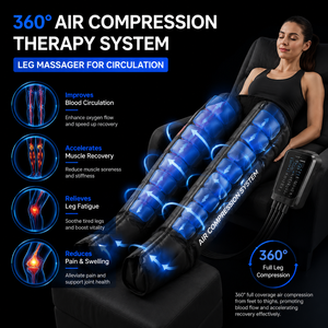 Bottes de compression d'air portables noires pour la récupération musculaire, masseur de jambes pour la récupération post-entraînement sportif, thérapie de circulation sanguine, fitness - Product Image 5