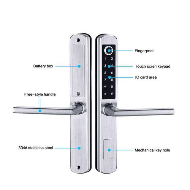 2025 OEM IP64 Waterproof 304 Stainless Steel Smart Door Lock with Cloud Storage for Wood Door and Hotel Apartment Tuya App