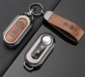 Personnaliser logo métal cuir alliage de zinc pour <span class=keywords><strong>fiat</strong></span> tipo <span class=keywords><strong>500</strong></span> voiture télécommande porte-clés <span class=keywords><strong>coque</strong></span> avec porte-clés ensemble - Product Image 1