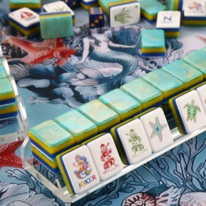 Juego de Mahjong con Temática Oceánica, Fichas Acrílicas con Sirenas y Criaturas Marinas para Reuniones Familiares, Elegante Regalo para Amantes <span class=keywords><strong>del</strong></span> Mahjong - Product Image 4