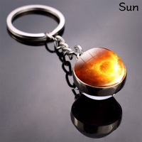 Porte-clés lune système solaire planète porte-clés galaxie nébuleuse espace porte-clés terre soleil Mars Jupiter saturne boule de verre Double face