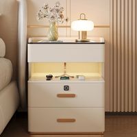 Table de chevet intelligente avec recharge sans fil, mini-réfrigérateur pliable en bois moderne avec tiroir, table basse, mobilier de chambre à coucher