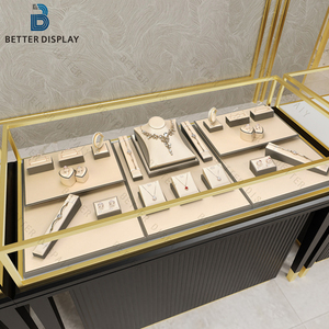Plateau de présentation en microfibre pour bijoux, couleur or champagne luxueux, pour vitrine de bijouterie - Product Image 6