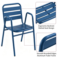 Chaise d'extérieur empilable en aluminium, chaise de salle à manger avec structure métallique résistante aux intempéries pour patio, jardin, balcon, bord de piscine, cour arrière