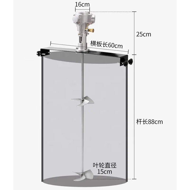 Hoge Pk Ibc Ton Trommel Horizontale Plaat Type Pneumatische Mixer Chemische Explosieveilige Verf Coating Olietrommel Mixer