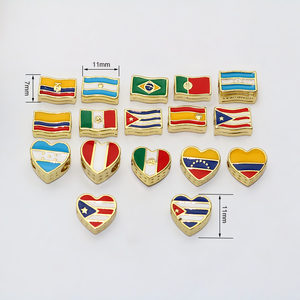Cuentas espaciadoras de esmalte con diseño de bandera de país (México, Argentina, Venezuela, Colombia) en forma de corazón y rectángulo, y bandera nacional de Latinoamérica, para joyería - Product Image 3