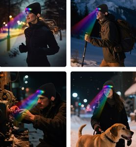 헤드폰 내장 스피커 마이크 블루투스 LED 라이트 비니 뮤지컬 니트 비니 모자 남성용 여성 아빠 - Product Image 4