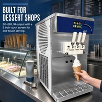 Machine à glace molle à double compresseur R410a 2+1 saveurs mélangées, 50L/H, en acier inoxydable, pour usage commercial
