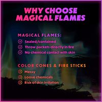 Poudre Magique pour Feu de Camp Léger, Flamme Cosmique, 25g/30g, Plus de 10 Minutes de Combustion, pour Camping, Randonnée et Escalade en Extérieur