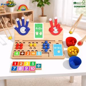 Nouvelles perles Montessori pour l'apprentissage des <span class=keywords><strong>math</strong></span>ématiques, jouets éducatifs en bois pour la décomposition arithmétique, perles à clipser pour le comptage au doigt pour enfants - Product Image 1