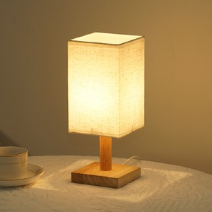مصباح طاولة <span class=keywords><strong>LED</strong></span> شمالي ، قاعدة خشبية ، مظلة مصباح مستديرة ومربعة USB ، مزود طاقة ، مصابيح جانبية للسرير - Product Image 5