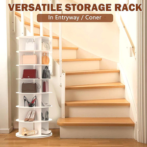 <span class=keywords><strong>Meuble</strong></span> à chaussures <span class=keywords><strong>rotatif</strong></span> DIY en PP, pleine hauteur, rotation à 360 degrés - Product Image 5