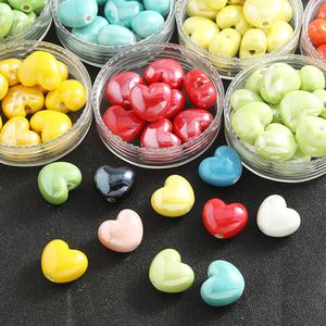 ลูกปัดเซรามิครูปหัวใจขัดเงา สีหลากหลาย รูแนวตั้ง สำหรับทำสร้อยข้อมือ DIY วัสดุทำเครื่องประดับ - Product Image 1