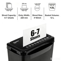 Déchiqueteuse de papier à coupe transversale 12L, coupe transversale 4*40mm, machine à déchiqueter pour usage de bureau S215