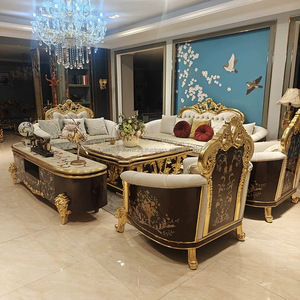ชุดห้องนั่งเล่นสไตล์อุตสาหกรรมคลาสสิกคุณภาพสูงสไตล์ฝรั่งเศสหรูหราสีทองสีเงินสีทองหรูหราคอลเลกชันใหม่ - Product Image 6
