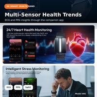 Bracelet intelligent de santé V6G 4G avec ECG, PPG, GPS, SOS, surveillance de la fréquence cardiaque, SpO2 et du sommeil pour les seniors, OEM ODM