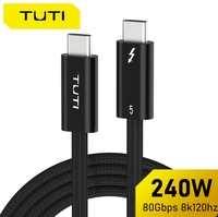 Câble Thunderbolt 5 TUTI de haute qualité, transmission haute vitesse, 2 m, Thunderbolt 5, 240 W, 80 Gbps, 16K120 Hz, coaxial