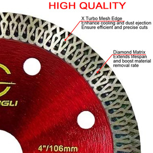 Lưỡi cưa kim cương gốm sứ lưới chất lượng cao bán buôn, siêu mỏng 106mm, cắt ướt/khô, chuyên dụng cho gạch men - Product Image 4
