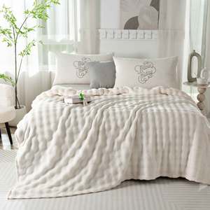 Hiện Đại Sang Trọng Mùa Đông Polyester Bong Bóng Lông Cừu Chăn Biểu Tượng Tùy Chỉnh Mềm Thân Thiện Với Môi Xách Tay Halloween In Mặc Chăn - Product Image 6