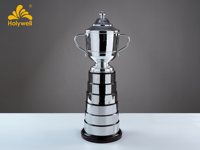 Coupe Trophée de Luxe en Résine Plaqué Argent avec Gravure Personnalisée, Légère, Design Patriotique pour Événements Sportifs, Professionnels et Scolaires, Noire