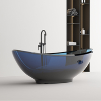 Baignoire autoportante rectangulaire moderne en résine transparente écologique blanche 1700*900*620mm avec renfort pour salle de bain facile à installer