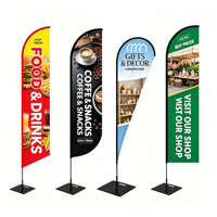 Drapeau de plage personnalisé en polyester, bannière publicitaire extérieure imprimée numériquement, drapeau d'affichage pour événements et promotion en magasin