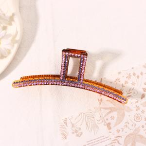 Pince à cheveux géométrique creuse en plastique avec strass colorés 13CM – Accessoire de mode pour femme - Product Image 6