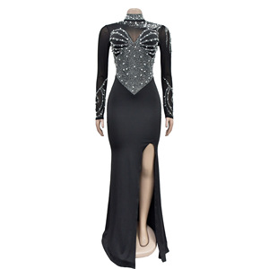 BH1187 Robes de soirée de mariage élégantes vintage en organza à maille <span class=keywords><strong>droite</strong></span>, longueur au sol, avec strass - Product Image 6