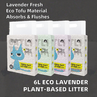Litière pour chat SKY PET 6L, écologique, biodégradable, parfumée à la lavande, à base de plantes, amidon de tofu, ingrédients de soja et de maïs, jetable aux toilettes, 2 kg