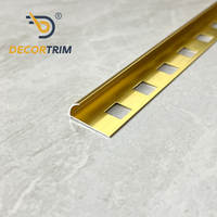 DECORTRIM - Perfil de Aluminio Abierto para Azulejos de Cuarto de Círculo, para Fijación Directa y Cubrimiento de Espacios