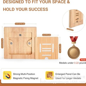 Wooden Square Medal <b>Display</b> Rack <b>Wall</b> Mounted Gold Badge Storage Living Room Collection Organizer Desktop Organization - Product Image 5