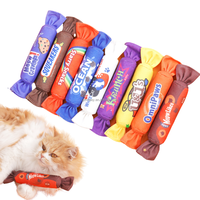 Jouet interactif durable pour chat en toile au design bonbon avec herbe à chat et papier froissé intégré pour les poussées dentaires