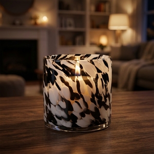 Portavelas de Vidrio con Estampado de Leopardo, Hecho a Mano, Ecológico, Redondo, Resistente al Calor, Recipiente Decorativo para Decoración del Hogar y Bodas - Product Image 4