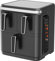 Friteuse à air électrique moderne à trois paniers 4L+4L+9L en acier inoxydable à commande numérique pour la cuisine domestique, produit phare du fabricant
