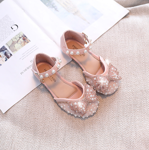 Sandales pour filles, chaussures de princesse pour enfants, chaussures souples pour étudiantes, chaussures à nœud perlé Baotou pour filles - Product Image 6