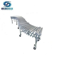 Convoyeur à rouleaux en acier au carbone flexible/extensible par gravité pour entrepôt logistique, rouleaux de 50 mm, capacité de charge de 80 kg/m, 15,3 m