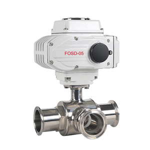 Vanne à boisseau sphérique sanitaire DN50 à 3 voies en acier inoxydable de qualité alimentaire, à commande motorisée, raccord Tri-Clamp en L, fournie directement par l'usine - Product Image 1