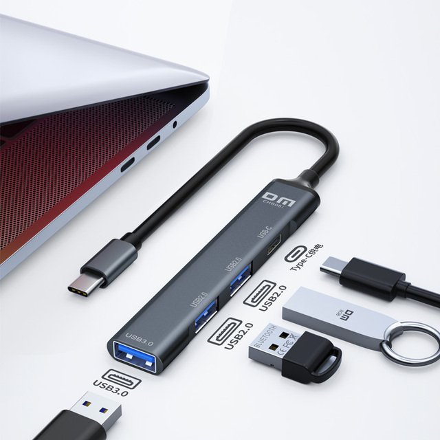 USB C 4 Ports Hub USB-C 4 in 1 Docking Station Type C Splitter Hub  Adapter CHB081