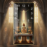 Décoration d'intérieur Horloge Murale 3D Design Chrétien Tendance Vente en Gros Art Mural Salon Peinture Décorative Écologique en Porcelaine de Cristal