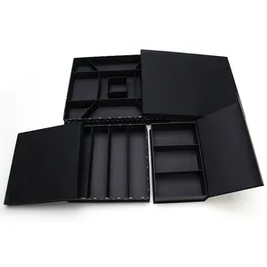 カスタムロゴフリップ折りたたみ式ギフトボックス、磁気クロージャー蓋付き高級黒折りたたみ式本型紙包装磁気ギフトボックス