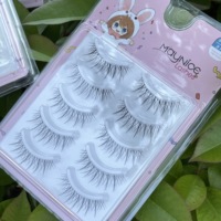 5 paires de faux cils 3D, cils 3D naturels longs faits à la main, bande transparente, lot de cils