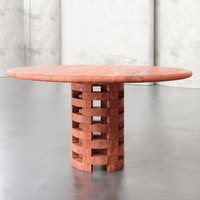 Meubles en marbre Table à texture béton Tables à manger rondes en travertin couleur argile rétro
