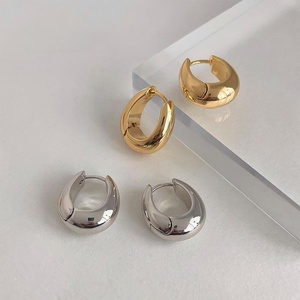 Orecchini a Perno Geometrici Ovali in Rame Placcato Oro 18K, Stile Lusso Leggero Francese, Modello <span class=keywords><strong>Earcuff</strong></span> Spesso - Product Image 4