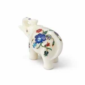 Handcrafted Marble Elephant Figurine with Colorful Floral Hand <b>Painting</b> Decorative <b>Stone</b> Craft Sculpture for Living Room Gifts - Product Image 2