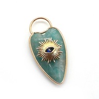 Pendentif vintage plaqué or en forme de poisson en pierre naturelle avec breloques œil porte-bonheur pour la fabrication de colliers, accessoires cadeaux DIY